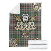 Craig Ancient Tartan Gold Courage Symbol Blanket