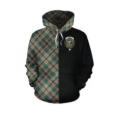 Craig Ancient Tartan Hoodie Half of Me - Cross Style