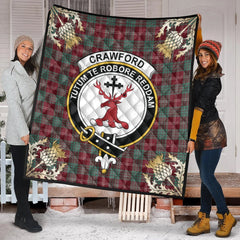 Crawford Modern Tartan Crest Premium Quilt - Gold Thistle Style