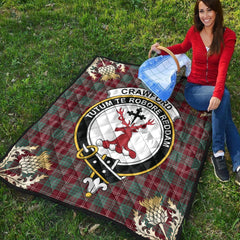 Crawford Modern Tartan Crest Premium Quilt - Gold Thistle Style