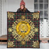 Cumming Hunting Ancient Tartan Crest Premium Quilt - Gold Thistle Style