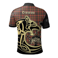 Cumming Hunting Weathered Tartan Polo Shirt Viking Wolf