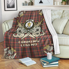 Cumming Hunting Weathered Tartan Gold Courage Symbol Blanket