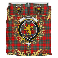 Cumming Modern Tartan Crest Bedding Set - Golden Thistle Style