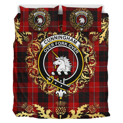 Cunningham 01 Tartan Crest Bedding Set - Golden Thistle Style