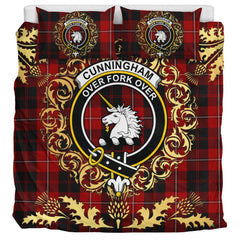 Cunningham 02 Tartan Crest Bedding Set - Golden Thistle Style