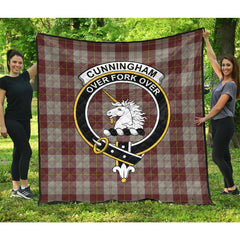 Cunningham Burgundy Dancers Tartan Crest Quilt