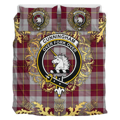 Cunningham Dress Burgundy (Dance) Tartan Crest Bedding Set - Golden Thistle Style