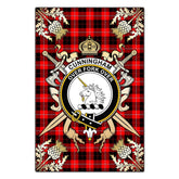 Cunningham Modern Tartan Crest Black Garden Flag - Gold Thistle Style