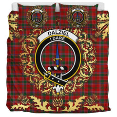 Dalziel 01 Tartan Crest Bedding Set - Golden Thistle Style