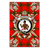 Darroch Tartan Crest Black Garden Flag - Gold Thistle Style
