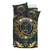 Davidson Double Tartan Crest Bedding Set - Golden Thistle Style