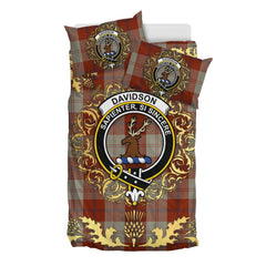 Davidson Dress Dancers Tartan Crest Bedding Set - Golden Thistle Style