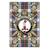 Dennistoun Tartan Crest Black Garden Flag - Gold Thistle Style