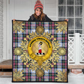 Dennistoun Tartan Crest Premium Quilt - Gold Thistle Style