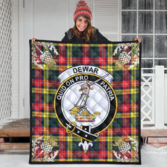 Dewar Tartan Crest Premium Quilt - Gold Thistle Style