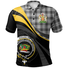 Douglas Grey Modern Tartan Polo Shirt - Royal Coat Of Arms Style