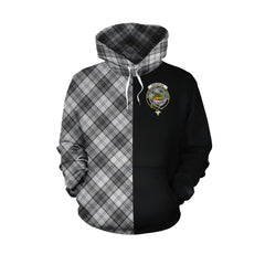 Douglas Grey Modern Tartan Hoodie Half of Me - Cross Style