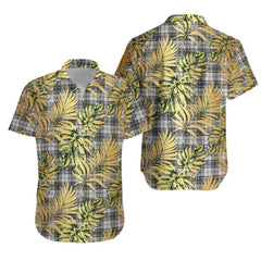 Douglas Grey Modern Tartan Vintage Leaves Hawaiian Shirt