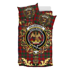 Drummond 02 Tartan Crest Bedding Set - Golden Thistle Style
