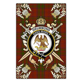 Drummond Tartan Crest Black Garden Flag - Gold Thistle Style