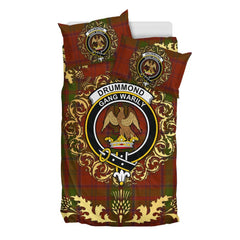 Drummond Tartan Crest Bedding Set - Golden Thistle Style