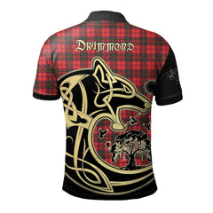 Drummond Modern Tartan Polo Shirt Viking Wolf