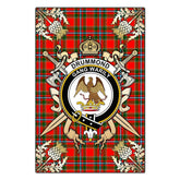 Drummond of Perth Tartan Crest Black Garden Flag - Gold Thistle Style