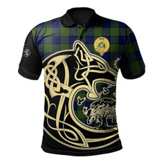 Dundas Modern Tartan Polo Shirt Viking Wolf