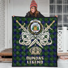 Dundas Modern Tartan Crest Legend Gold Royal Premium Quilt