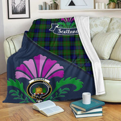 Dundas Tartan Crest Premium Blanket - Thistle Style
