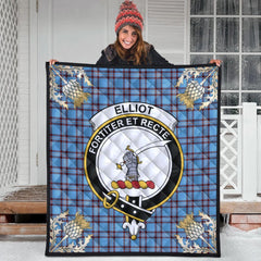 Elliot Ancient Tartan Crest Premium Quilt - Gold Thistle Style