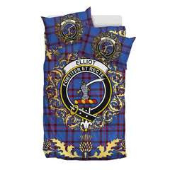 Elliot Modern Tartan Crest Bedding Set - Golden Thistle Style