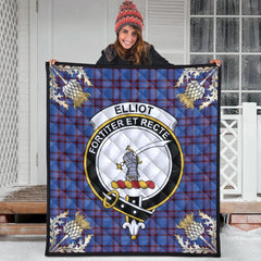 Elliot Modern Tartan Crest Premium Quilt - Gold Thistle Style