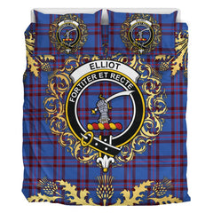 Elliot Modern Tartan Crest Bedding Set - Golden Thistle Style