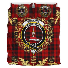 Erskine 02 Tartan Crest Bedding Set - Golden Thistle Style