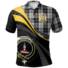 Erskine Black and White Tartan Polo Shirt - Royal Coat Of Arms Style