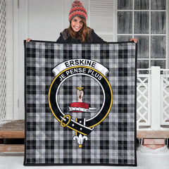 Erskine Black and White Tartan Crest Quilt