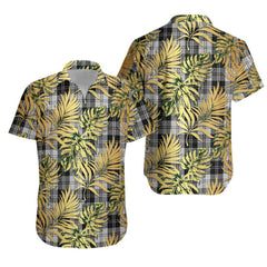 Erskine Black and White Tartan Vintage Leaves Hawaiian Shirt