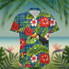 Falconer Tartan Hawaiian Shirt Hibiscus, Coconut, Parrot, Pineapple - Tropical Garden Shirt