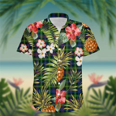 Farquharson Tartan Hawaiian Shirt Hibiscus, Coconut, Parrot, Pineapple - Tropical Garden Shirt