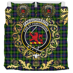 Farquharson Modern Tartan Crest Bedding Set - Golden Thistle Style