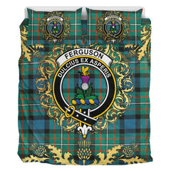 Ferguson Ancient Tartan Crest Bedding Set - Golden Thistle Style
