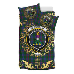 Ferguson Old Tartan Crest Bedding Set - Golden Thistle Style