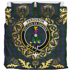 Ferguson Old Tartan Crest Bedding Set - Golden Thistle Style