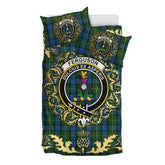 Ferguson of Atholl Tartan Crest Bedding Set - Golden Thistle Style