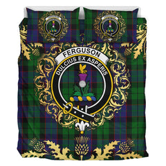 Ferguson of Balquhidder 02 Tartan Crest Bedding Set - Golden Thistle Style