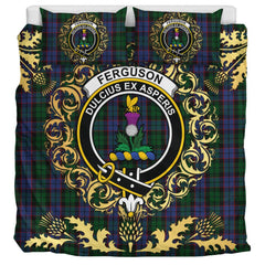 Ferguson of Balquhidder 03 Tartan Crest Bedding Set - Golden Thistle Style