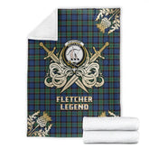 Fletcher Ancient Tartan Gold Courage Symbol Blanket