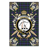 Fletcher Modern Tartan Crest Black Garden Flag - Gold Thistle Style